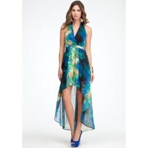 Bebe High Low Tropical Dress, size XS